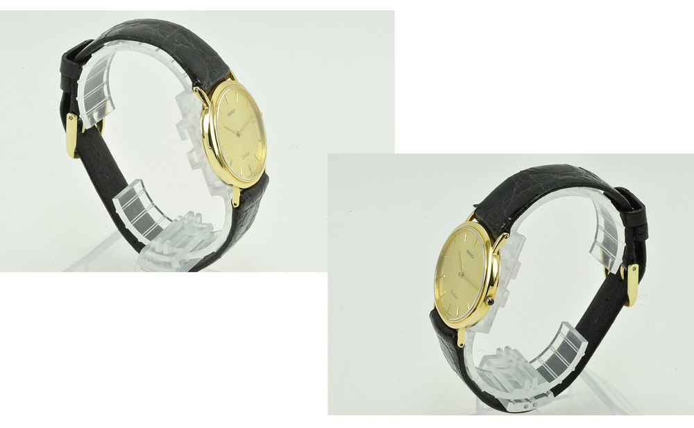 セイコー SEIKO ドルチェ メンズ腕時計 18KT Qz 革ベルト 8N40-6080 
